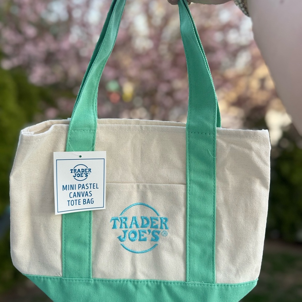 Trader Joes Mini Pastel Canvas Tote Bag